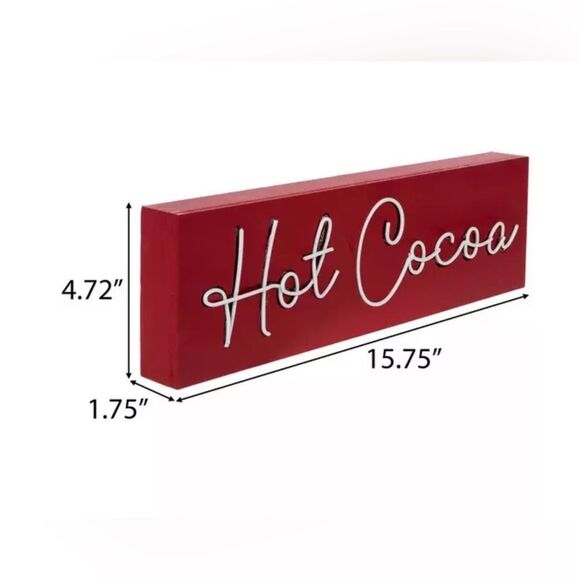 Light Up Hot Cocoa Wood Decor Red 'Hot Cocoa' LED Sign - Picture 3 of 4
